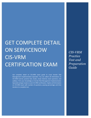 Get Complete Detail on ServiceNow CIS-VRM Certification Exam