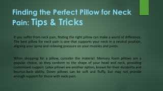 Finding the Perfect Pillow for Neck Pain: Tips and Tricks
