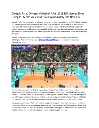 Olympic Paris  Olympic Volleyball After 2019 SEA Games Silver Lining PH Men’s Volleyball Dives Immediately into New Era