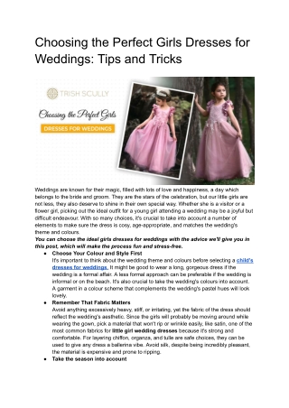 Choosing the Perfect Girls Dresses for Weddings_ Tips and Tricks