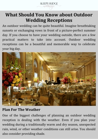 What Should You Know about Outdoor Wedding Receptions