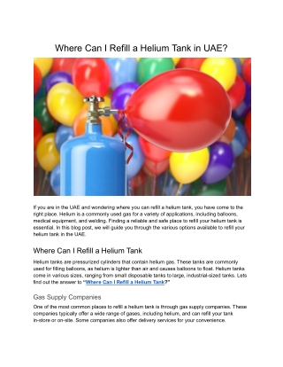 Where Can I Refill a Helium Tank in UAE