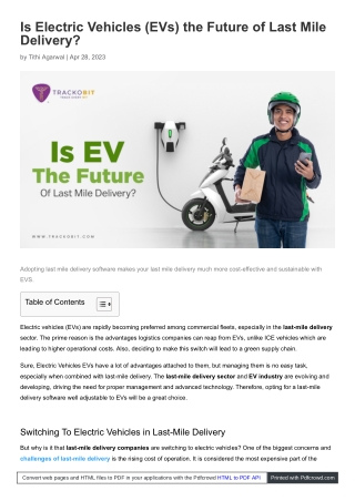 Is Electric Vehicles (EVs) the Future of Last Mile Delivery?