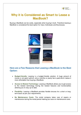 Why it is Considered as Smart to Lease a MacBook