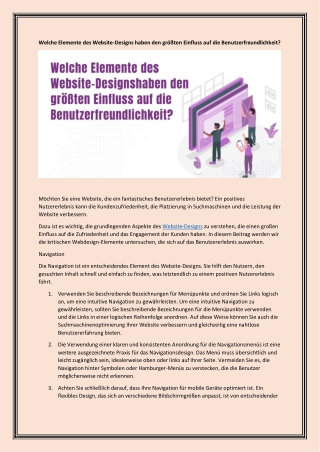 Welche Elemente des Website-Designs haben den größten Einfluss auf die Benutzerfreundlichkeit