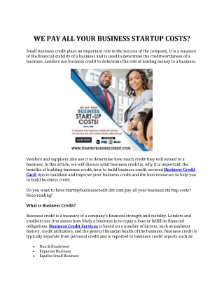 WE PAY ALL YOUR BUSINESS STARTUP COSTS