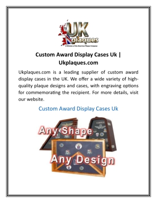 Custom Award Display Cases Uk  Ukplaques.com