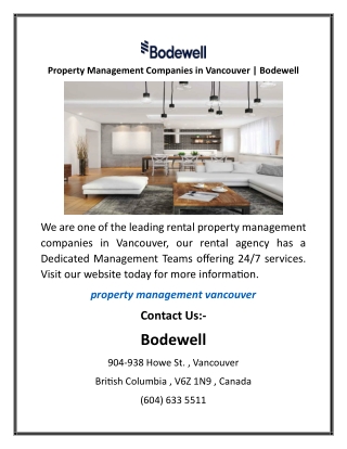 Property Management Companies in Vancouver  Bodewell