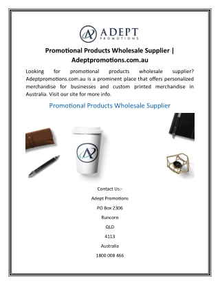 Promotional Products Wholesale Supplier  Adeptpromotions.com.au