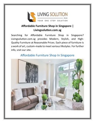 Affordable Furniture Shop in Singapore Livingsolution.com.sg