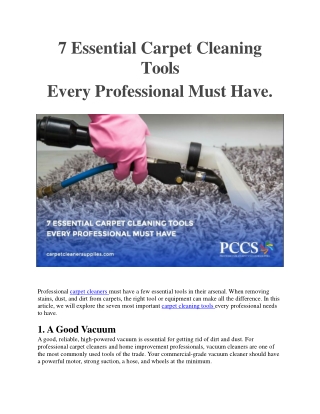 7 Essential Carpet Cleaning Tools you must have