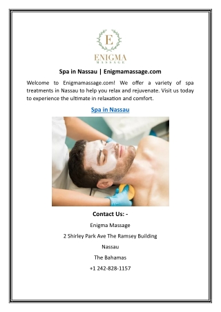 Spa in Nassau  Enigmamassage.com