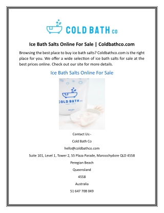 Ice Bath Salts Online For Sale  Coldbathco.com