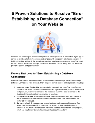 5 Proven Solutions to Resolve “Error Establishing a Database Connection” on Your Website