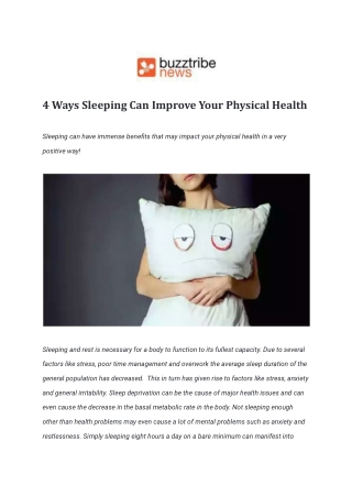 4 Ways Sleeping Can Improve Your Physical Health