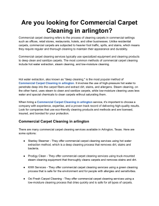 Are you looking for Commercial Carpet Cleaning in arlington