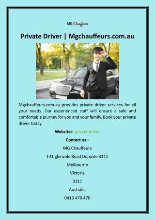 Private Driver Mgchauffeurs.com