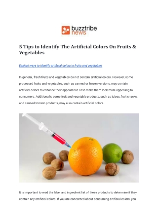 5 Tips to Identify The Artificial Colors On Fruits & Vegetables