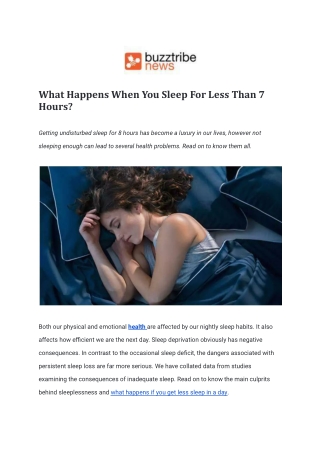 What Happens When You Sleep For Less Than 7 Hours