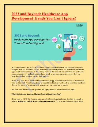 2023 and Beyond-Healthcare App Development Trends You Can’t Ignore