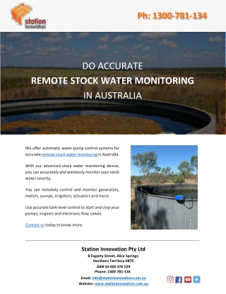DO ACCURATE REMOTE STOCK WATER MONITORING IN AUSTRALIA