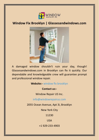 Window Fix Brooklyn  Glassesandwindows