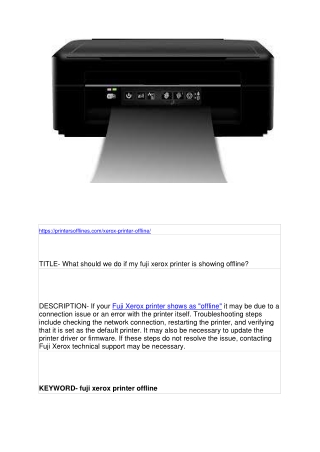 What should we do if my fuji xerox printer is showing offline?