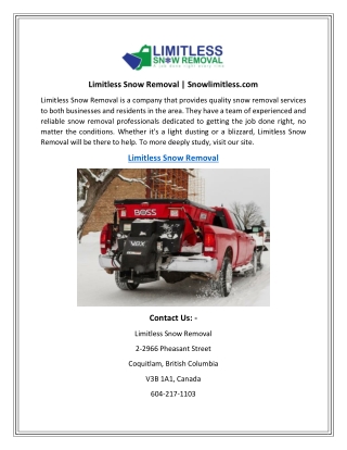 Limitless Snow Removal  Snowlimitless.com