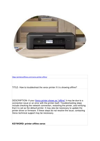 How to troubleshoot the xerox printer if it is showing offline?