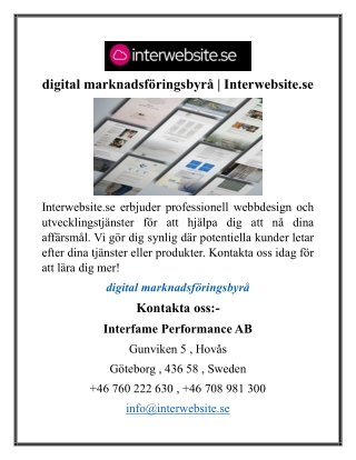 digital marknadsföringsbyrå  Interwebsite.se