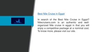 Best Nile Cruise In Egypt  Nilecruisers.com