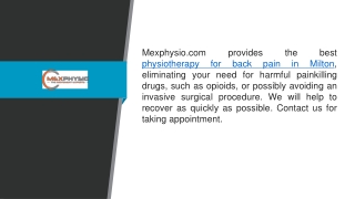 Physiotherapy For Back Pain In Milton Mexphysio.com