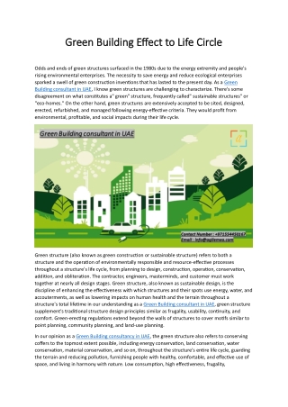 Green Building Effect to Life Circle