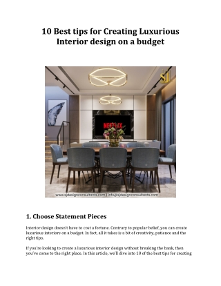 10 Best tips for Creating Luxurious Interior design on a budget