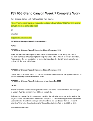PSY 655 Grand Canyon Week 7 Complete Work
