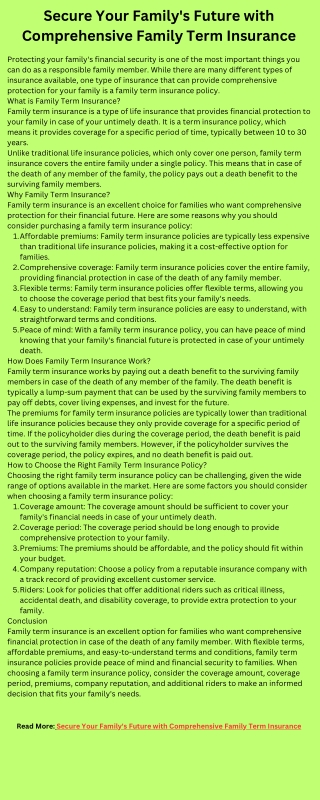 Family Term Insurance A Comprehensive Guide