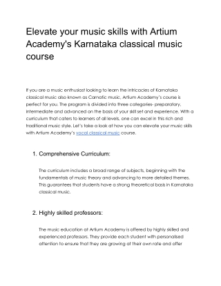 Elevate your music skills with Artium Academy's Karnataka classical music course