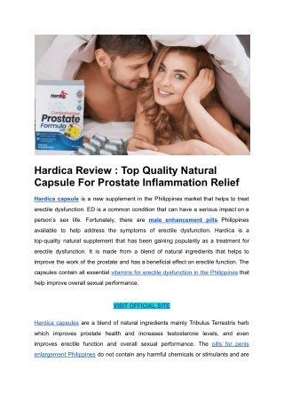 Hardica Review _ Top Quality Natural Capsule For Prostate Inflammation Relief