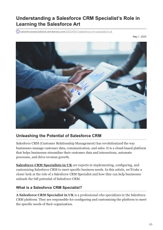 Understanding a Salesforce CRM Specialist’s Role in Learning the Salesforce Art
