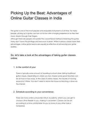 Picking Up the Beat: Advantages of Online Guitar Classes in India