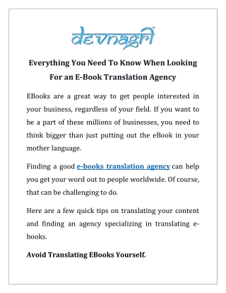 Everything You Need To Know When Looking For an E-Book Translation Agency