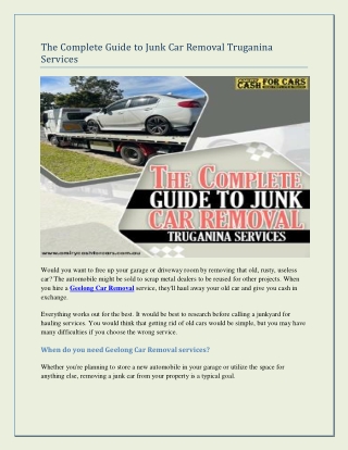 The Complete Guide to Junk Car Removal Truganina Services