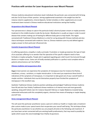Practices with services for Laser Acupuncture near Mount Pleasant
