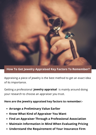 How To Get Jewelry Appraised Key Factors To Remember