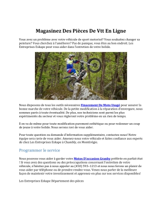 Magasinez Des Pièces De Vtt En Ligne