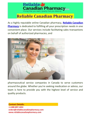 Reliable Canadian Pharmacy