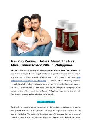 Penirun Review_ Details About The Best Male Enhancement Pills In Philippines