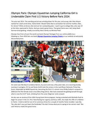 Olympic Paris Olympic Equestrian Jumping California Girl is Undeniable Claim First U.S Victory Before Paris 2024