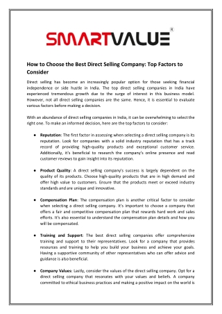 How to Choose the Best Direct Selling Company Top Factors to Consider