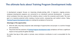 The ultimate facts about Training Program Development India